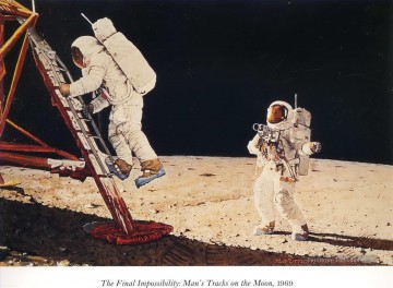 La imposibilidad final Las huellas del hombre en la luna Norman Rockwell Pinturas al óleo